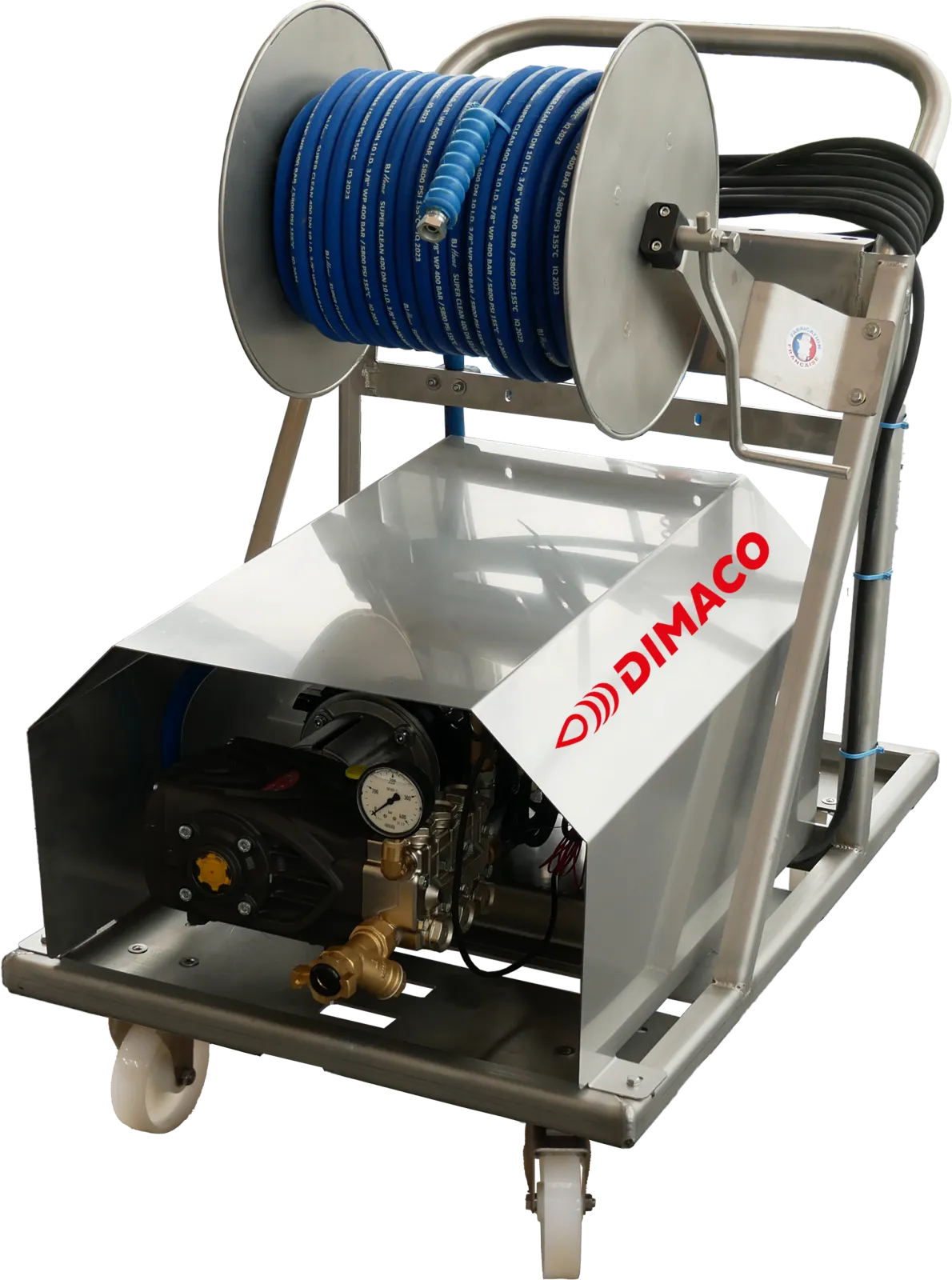 Nettoyeur H P inox IP 1200 l/h 120 bar élec. triphasé 7.5 CV